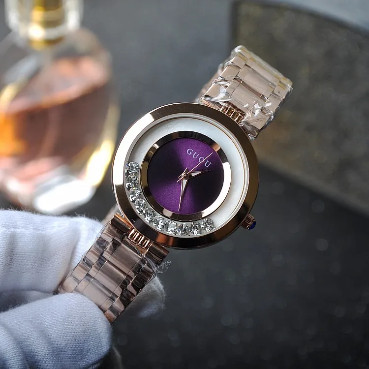 Модные женские Часы GUOU часы роскошный браслет для женщин розовое золото стразы |