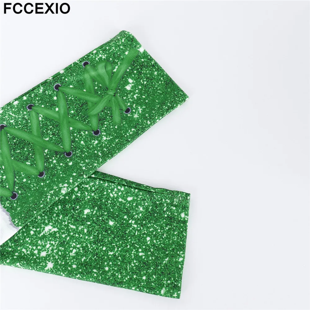 FCCEXIO зеленый счастливый клевер Леггинсы для женщин день Патрика 3D Печатный ремень тренировочные леггинсы брюки для фитнеса плюс размер женские новые леггинсы