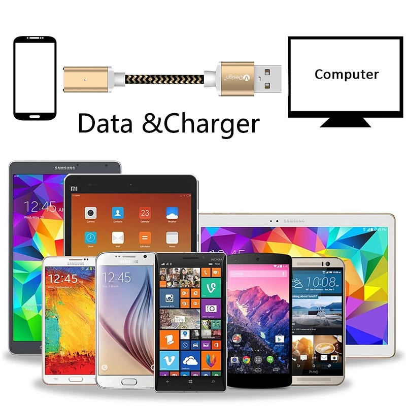 3/6/10 футов LED USB Type C/Micro USB/IOS Магнитный кабель C быстрый разъем Кабель адаптер для
