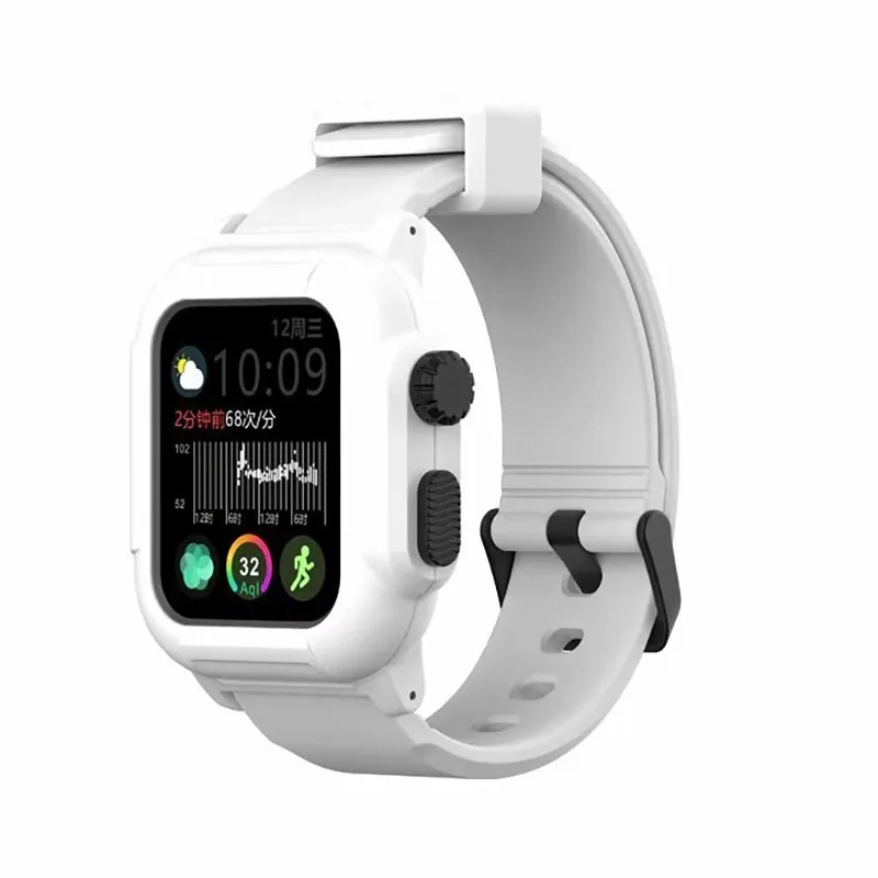 09 White Водонепроницаемый чехол для Apple Watch band 4 iwatch band 42 мм силиконовый ремешок 44 мм 40 мм pulseira браслет умные часы аксессуары петля - Цвет ремешка: 09 White