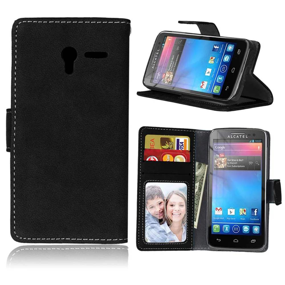 Кожаный чехол-бумажник чехол для ALCATEL One Touch pixi 3 4,5 дюймов 5017 5019 5019D флип-чехол с отделением для карт с использованием системы OneTouch pixi 3 телефона чехол s