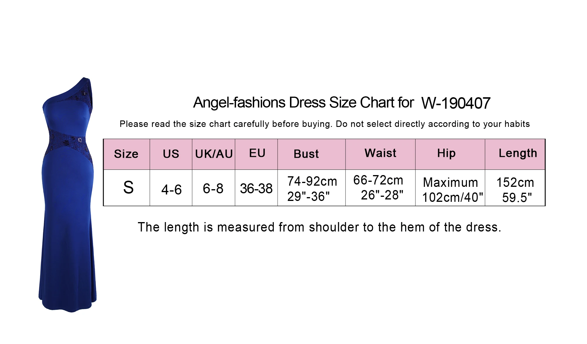 Angel-Fashion, женские вечерние платья на одно плечо с кружевом, Длинные вечерние платья Русалка, королевский синий W-190407-S