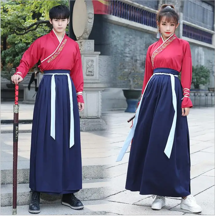 Унисекс оригинальный Hanfu GuangDong вышитый мечи для мужчин и женщин стиль Униформа