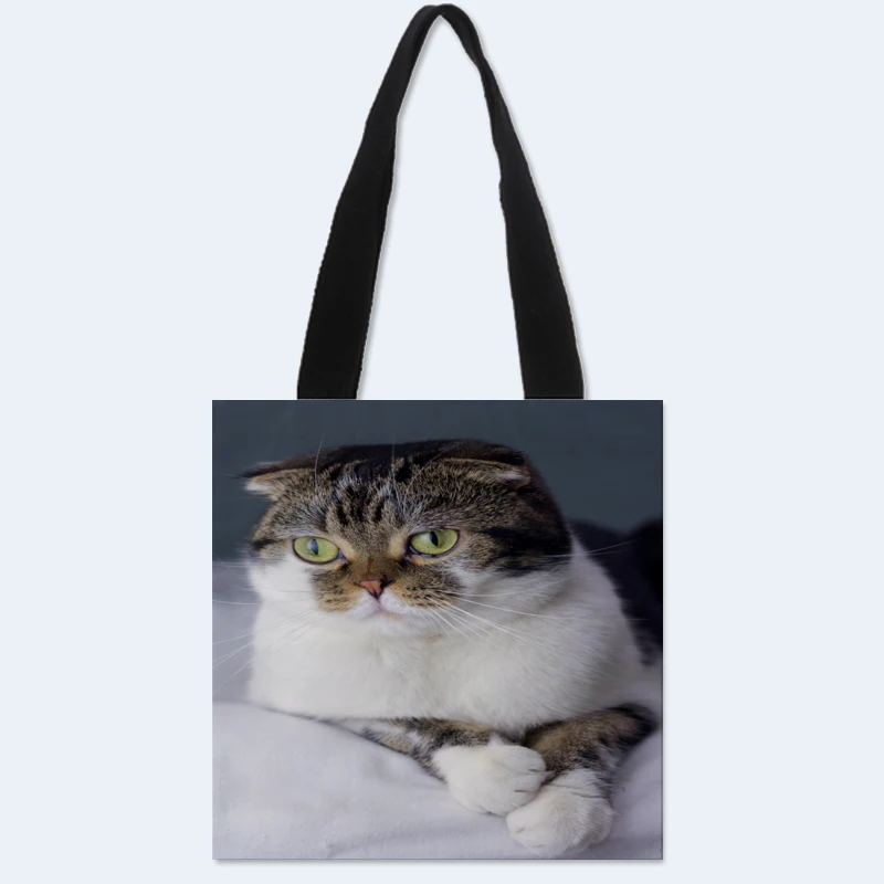

HEARMNY Custom Cute cat Tote Bag Double-sided printed Linen Casual Canvas Tote Bag Women's Handbags