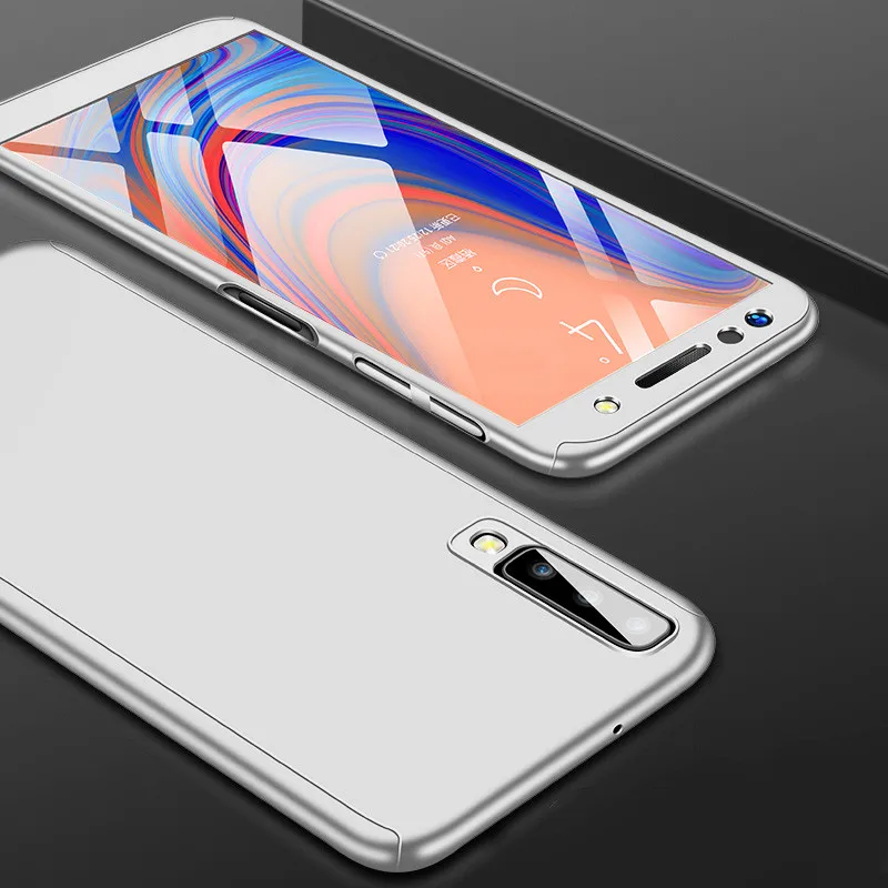 ZNP ударопрочный чехол для телефона на 360 градусов для samsung Galaxy A7 полный чехол для samsung A7 A750 защитный чехол s - Цвет: Серебристый