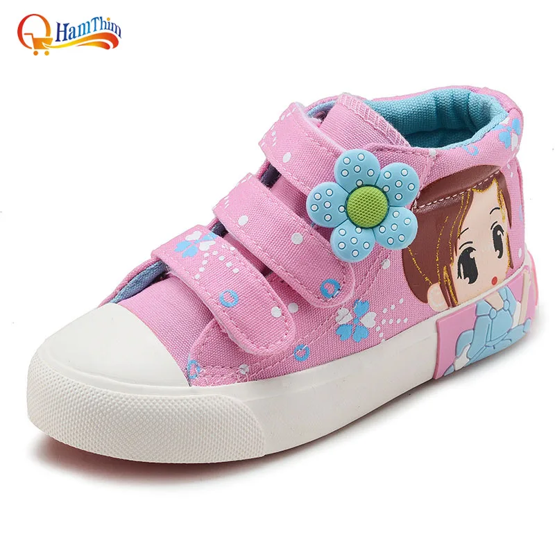 2017 New Children Shoes Girls Canvas Kids Fashion Cute Cartoon Running Sport Sneakers Flat Soft Comfortable School | Детская одежда и
