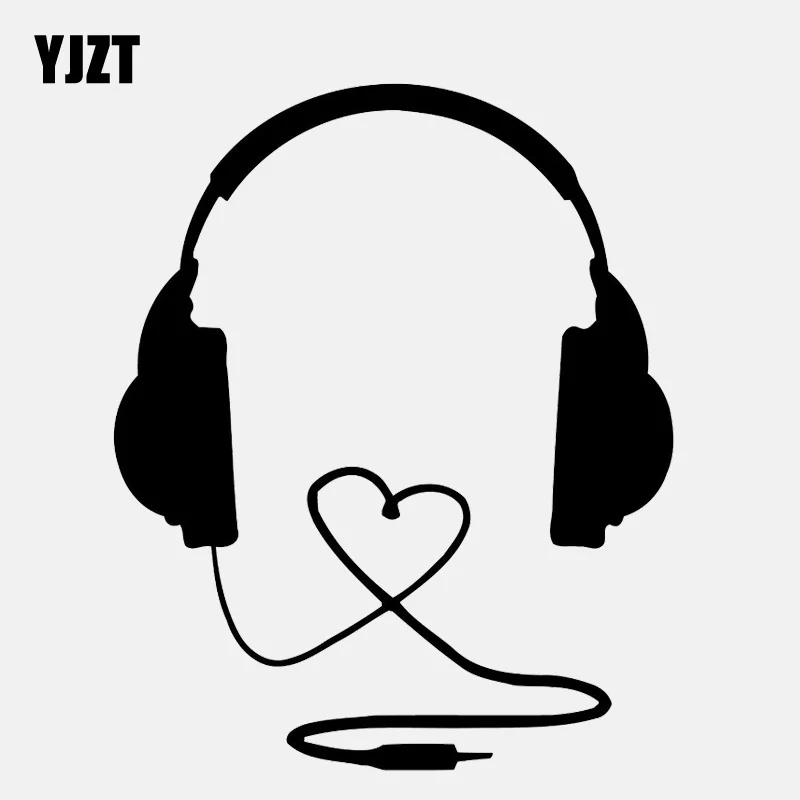 

YJZT 10.9CM*13.4CM Headphones Music Cool Decor Rock Vinly Black/Silver Car Sticker C22-0611