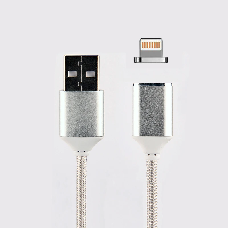 Silver Нейлоновый Плетеный Магнитный usb-кабель, магнитное заряднеое устройство для Apple iPad 2 iPad3 iPad4 iPad5 MINI nano3 nano 3 4 5 6 7 8 X XS Plus - Цвет: Silver