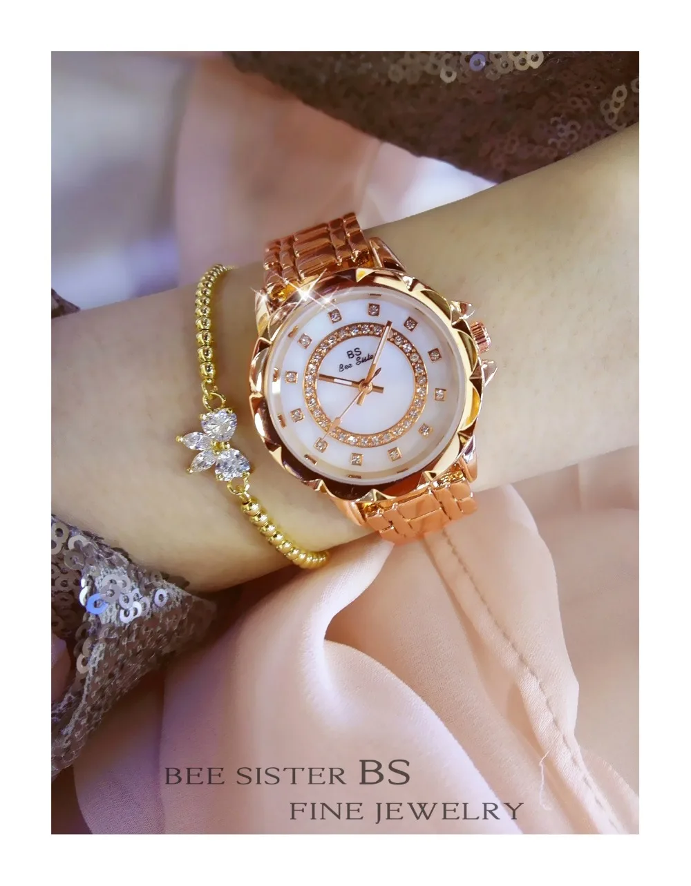 Montres femme BS повседневные женские часы, женские часы с бриллиантами, женские часы, брендовые Роскошные Кварцевые часы dourado relogio feminino