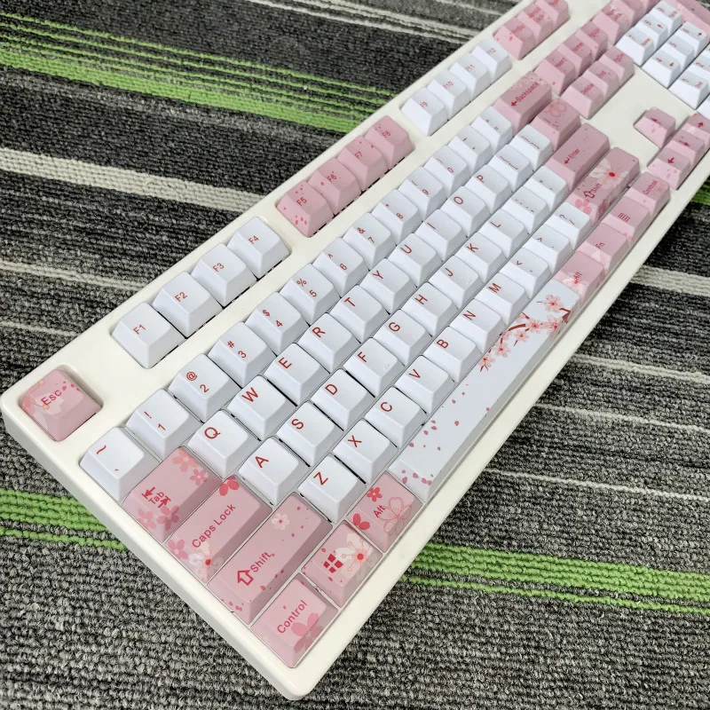 Cherry Blossom Keycaps полный набор механических клавишных колпачков PBT 5 для сублимации лица Keycap для всех Sakura Keycap Set
