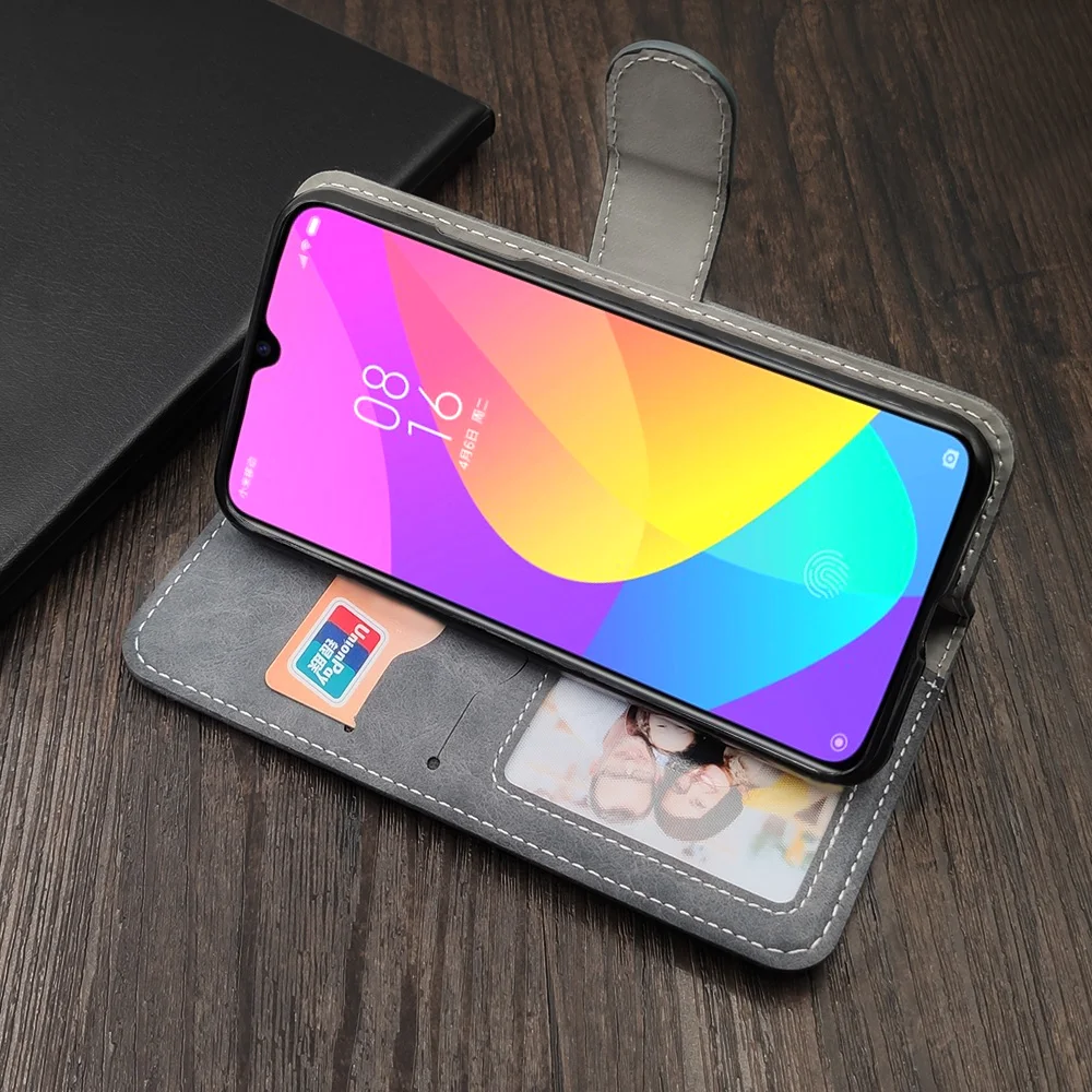 Кожаный чехол-книжка в деловом стиле для Xiaomi Mi CC9 Meitu CC9e cc 9e cc9 A3, винтажный Чехол-кошелек с карманом для карт, Магнитная сумка для телефона