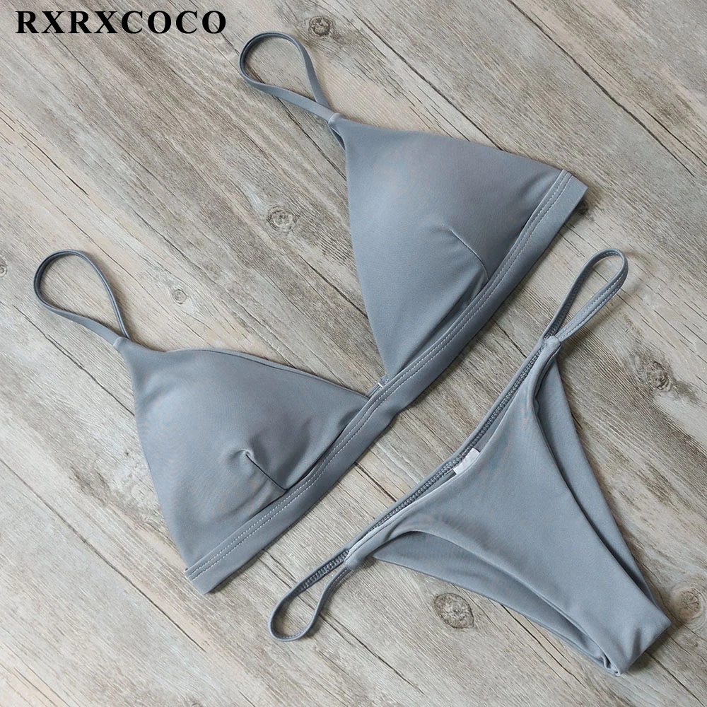 RXRXCOCO 2018 сексуальный однотонный топ стринги микро бикини женский купальник