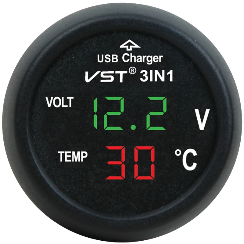 3 In 1 USB Car Charger Voltmeter Volt Meter Current Temperature Meters Digital Monitor Display Portable Car Voltage Tester
