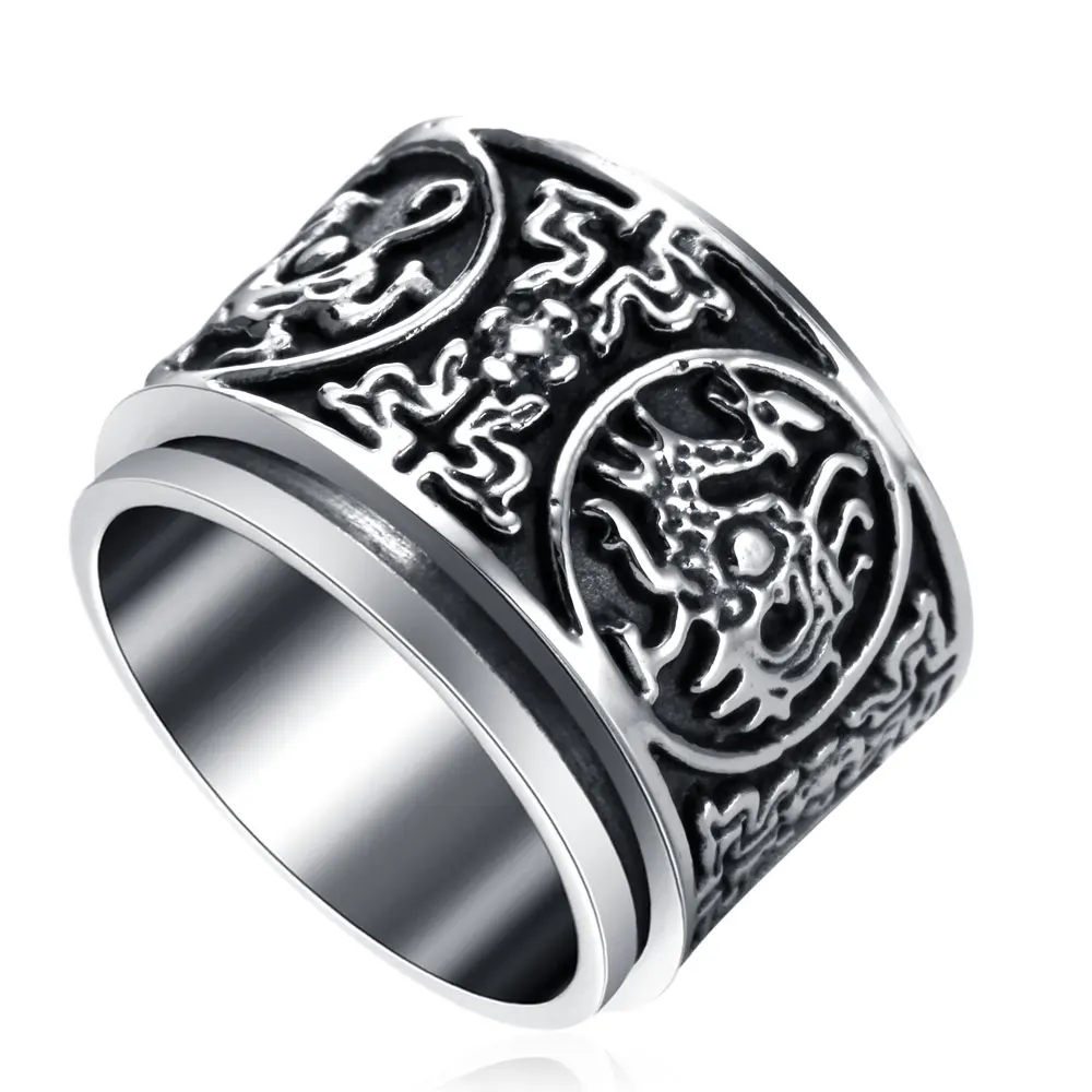 Уникальное мужское кольцо в китайском стиле с животными модные
