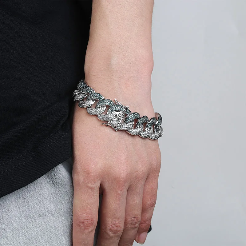 GUCY 18 мм ICED OUT затопленная мята синий CZ Maimi кубинская ссылка молодой Dolph голубой кубический циркон хип хоп ювелирные изделия подарок