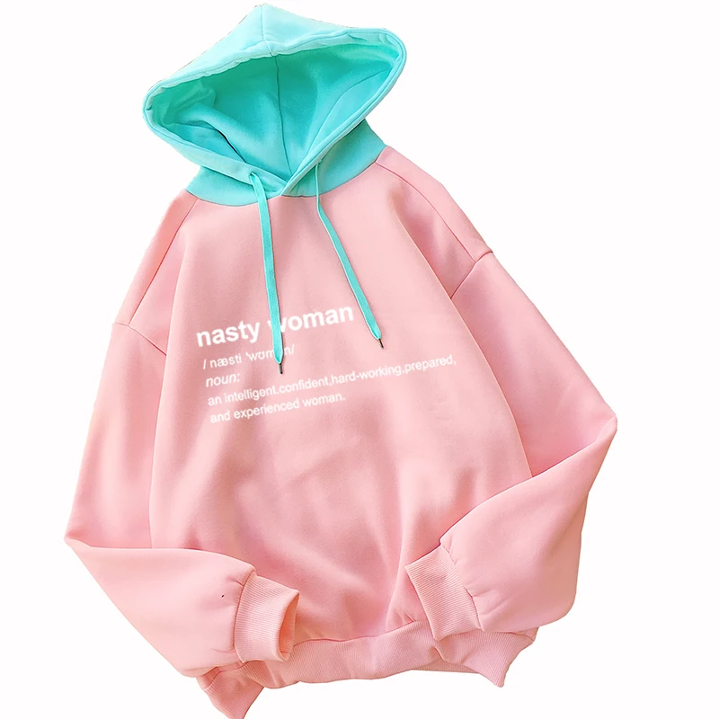 

Kawaii Cute Pullover Women 2018 Autumn Loose Fleece Thick Hoodies Casual Harajuku Funny Letter Print Raglan Splicing Sweatshirts