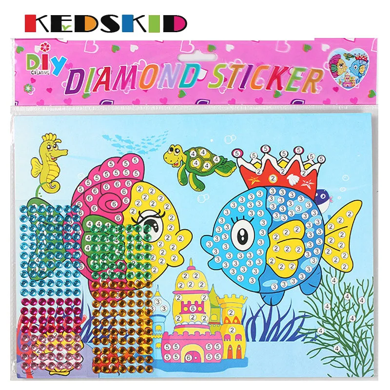 Пластиковые детские наклейки с кристаллами и бриллиантами 3D для девочек