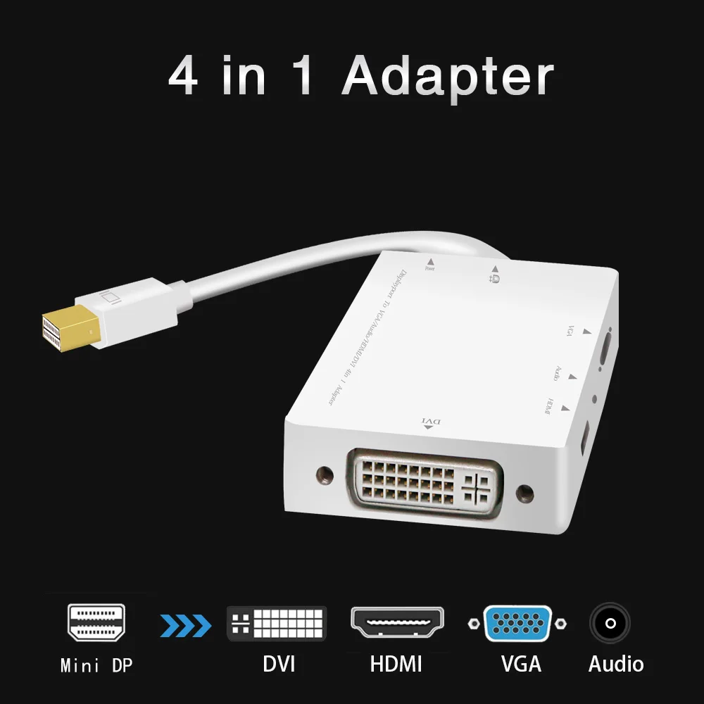 1080P Мини адаптер DP к HDMI конвертеру порт дисплея VGA DVI с аудио для компьютера ПК Macbook