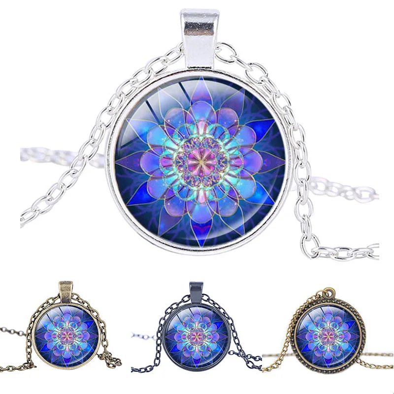 Мандала кулон Цепочки и ожерелья голубая Книги по искусству Zen Подвески Стекло