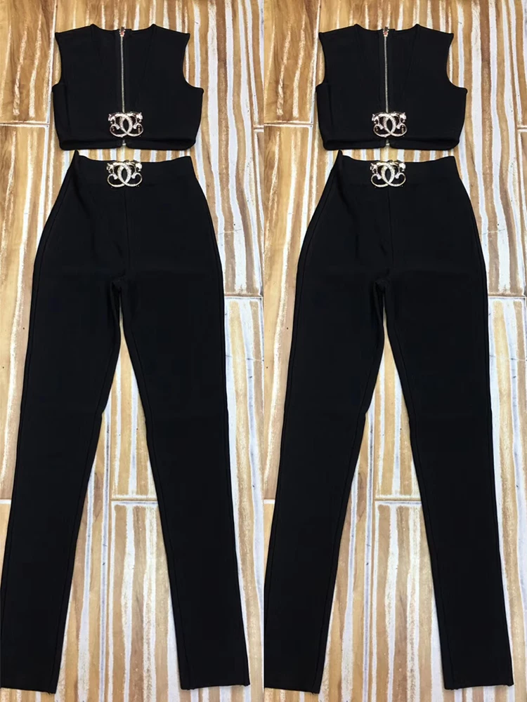 Высококачественный черный телесный комплект знаменитостей из 2 предметов