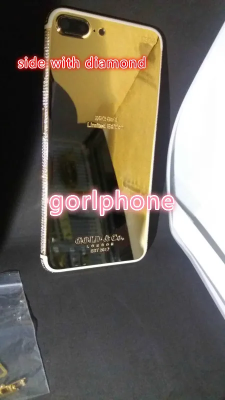 Для iphone 7 и для iphone 7 plus настоящее золото 24ct позолоченный Корпус Замена назад с бриллиантом золото co дизайн