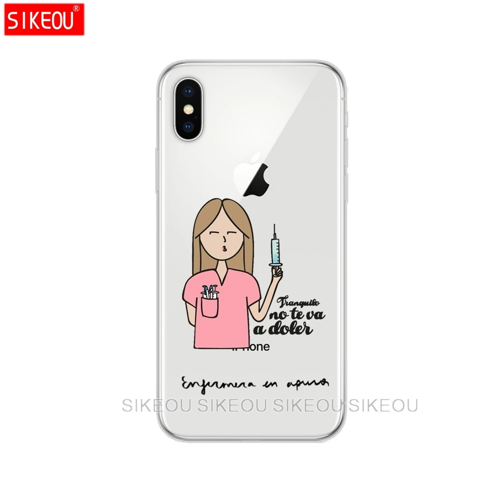 51595 Силиконовая крышка чехол для iPhone 6X8 7 6s 5 5S SE плюс 10 чехол мультфильм медицина медсестра прозрачный в виде ракушки - Цвет: 51595