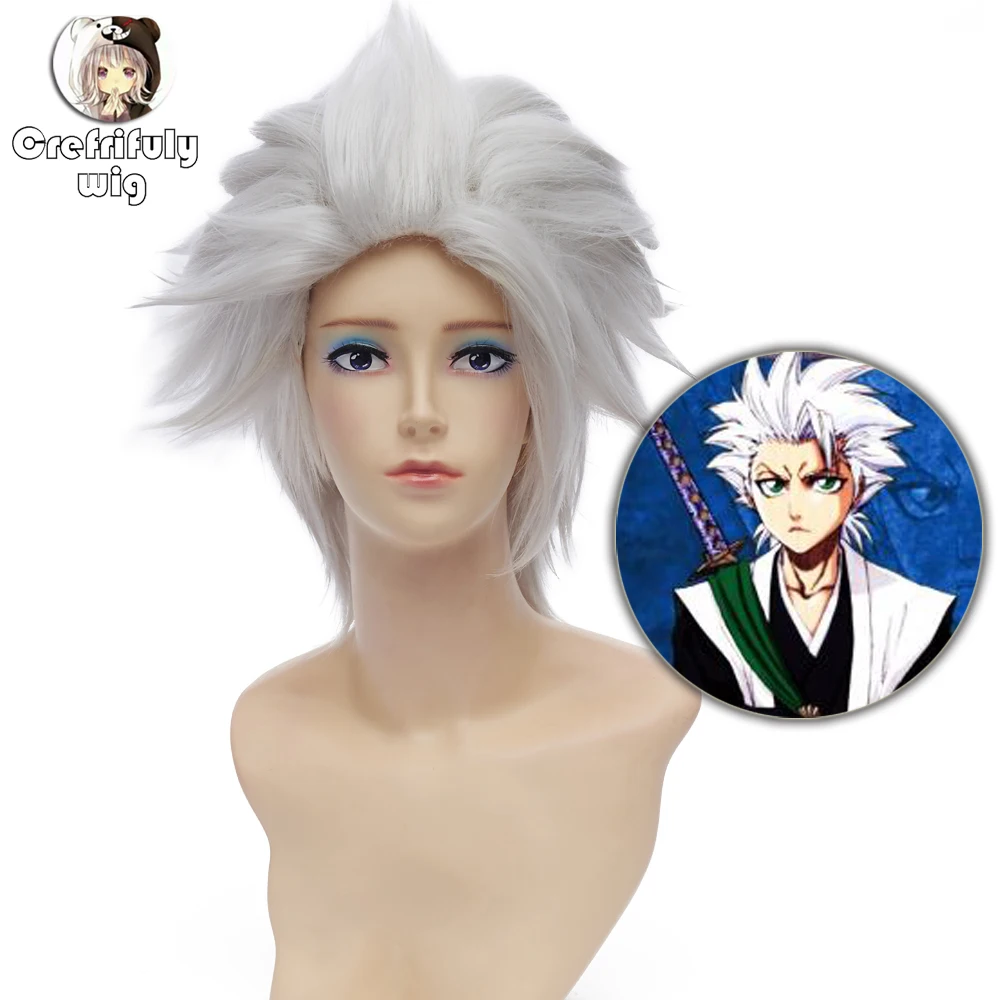 Bleach Hitsugaya Toushirou короткие серебристо белый парик для косплея синтетические волосы