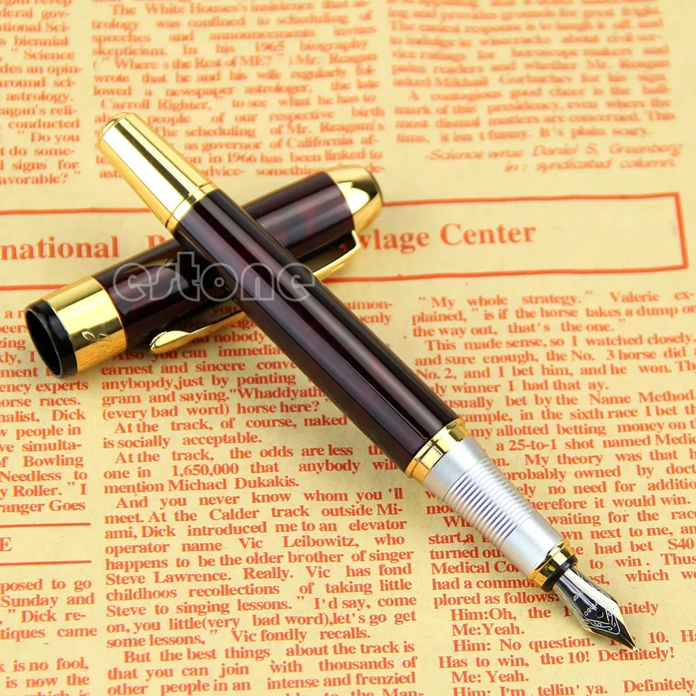 

Hot New Jinhao X250 Fountain Pen Red Marble Medium Nib Gold Trim W15