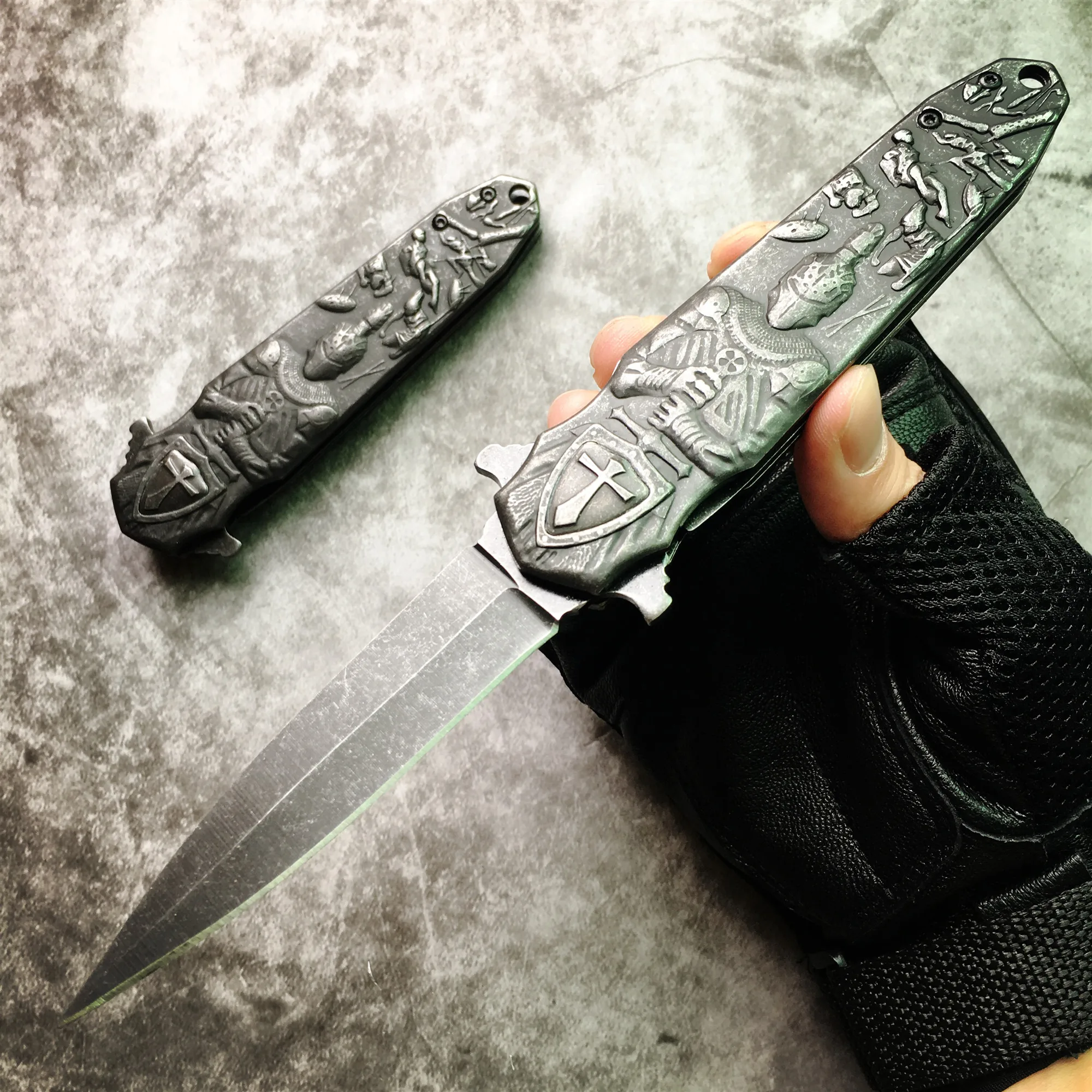 Очень прочный тактический нож Stonewash, складное лезвие, охотничий нож, инструменты для выживания, 3D ножи для резьбы, кемпинга, коллекция EDC