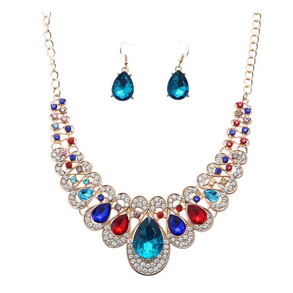 Женский роскошный комплект из ожерелья и серег со стразами для подружки невесты свадебные ювелирные