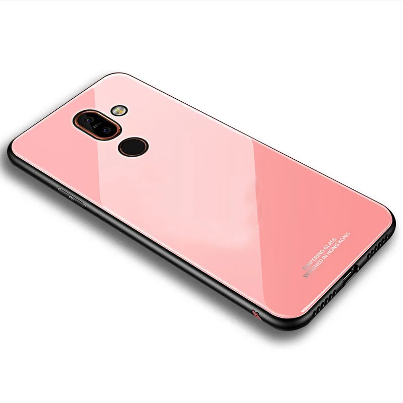 pink Роскошный жесткий стеклянный зеркальный чехол SemgCeKen для Nokia X6 X7 7plus 8,1, силиконовый чехол из ТПУ и силикона, чехол для телефона, футляр ТПУ - Цвет: pink