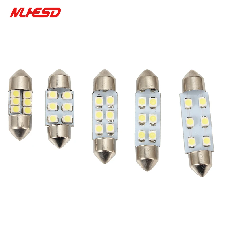 100 шт. автомобиль свет C5W 6 SMD светодиодный 31 мм 36 мм/39 мм/41 белый 3528 1210 6SMD купол с