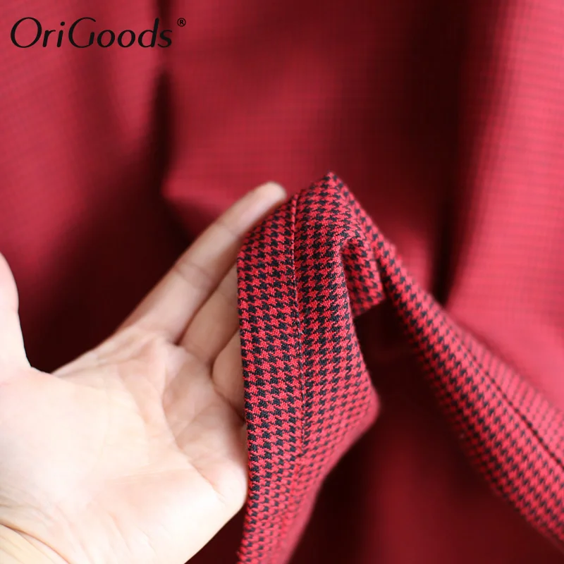 

OriGoods Houndstooth Vintage Knee length Dress Women Cotton and Linen Chinese style Dress 2019 Spring New Original Dress A413