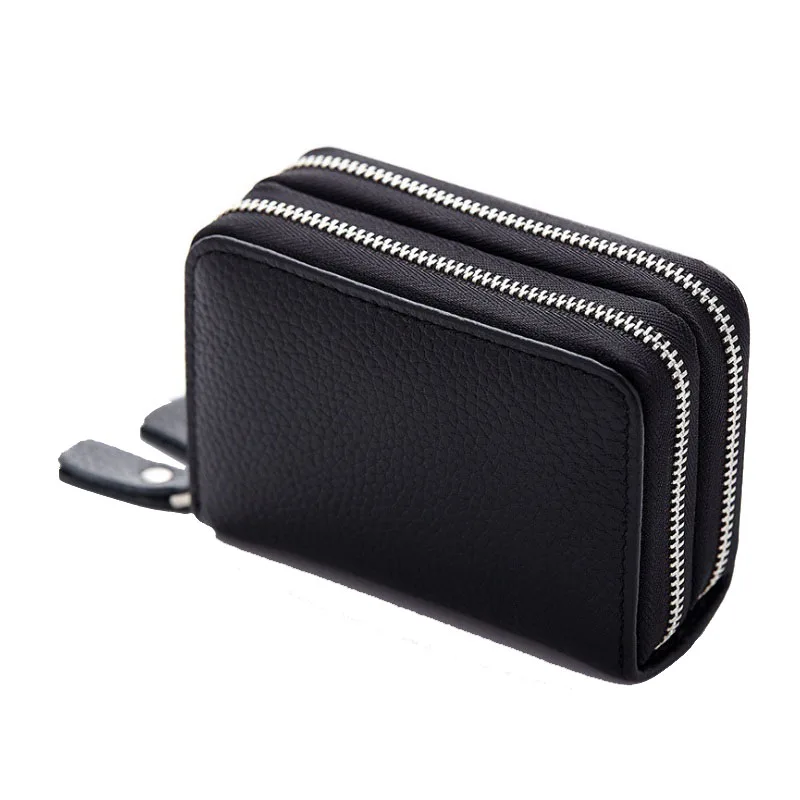 Короткие женские кошельки из натуральной кожи с двойной молнией женский