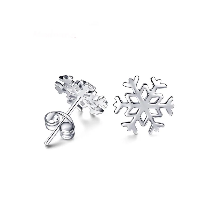 Женские сережки гвоздики в виде снежинок классические Корейском стиле с