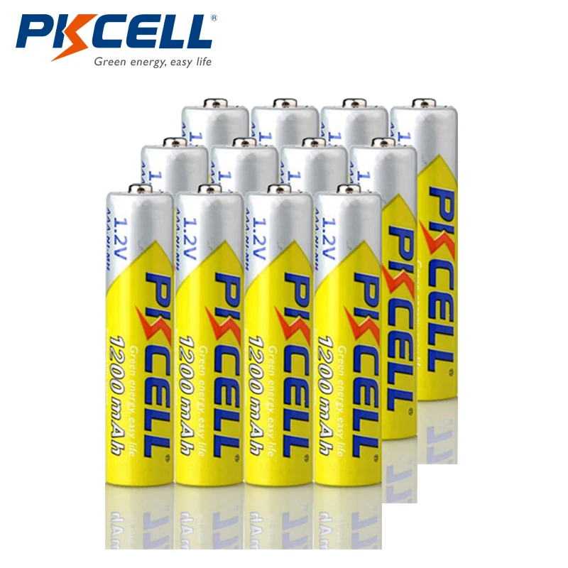 12 шт. PKCELL NIMH AAA аккумулятор 1 2 в 3A 1200 мАч aaa Ni MH аккумуляторные батареи более 1000