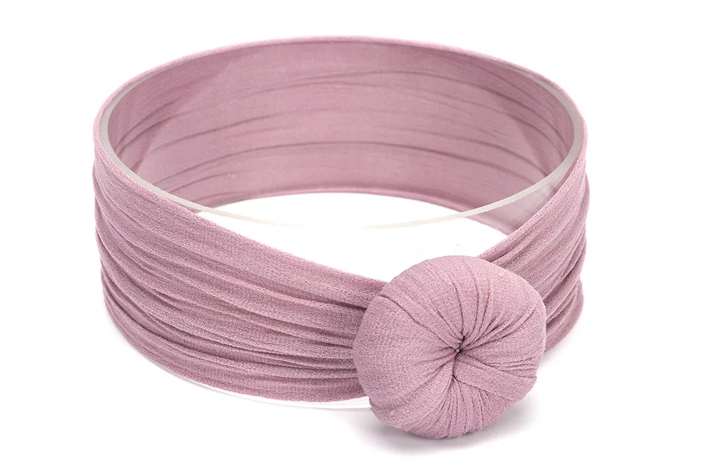 Purple Grey Новинка года; детская нейлоновая повязка на голову ярких цветов; мягкие эластичные резинки для волос для новорожденных девочек; банты для волос; аксессуары для волос в виде тюрбана - Цвет: Purple Grey