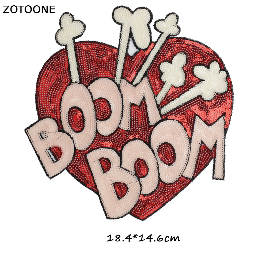 ZOTOONE сладкий бум красное сердце патч пришить Большой блесток патч для аппликация на одежду в полоску на одежду с Днем Святого Валентина