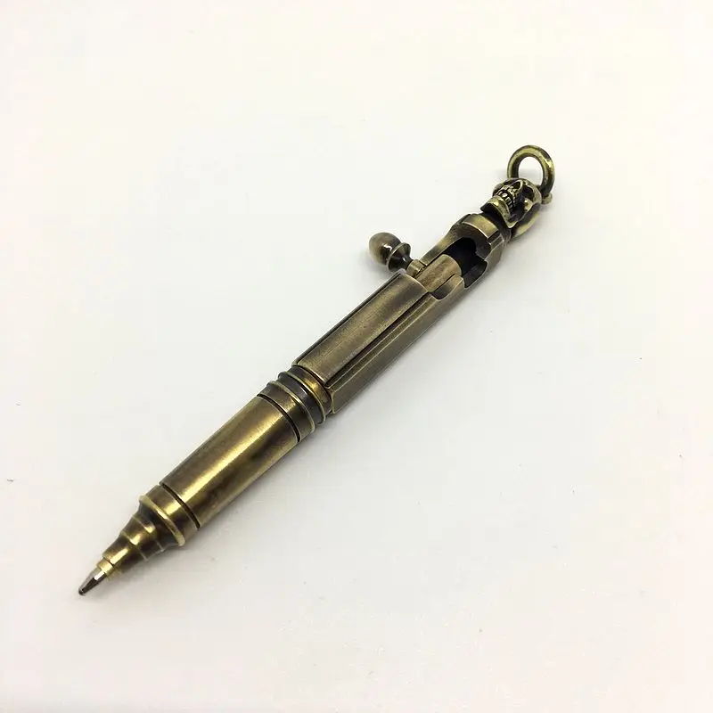 EDC Мини ручка для ключей латунный череп портативная карманная креативный Ретро