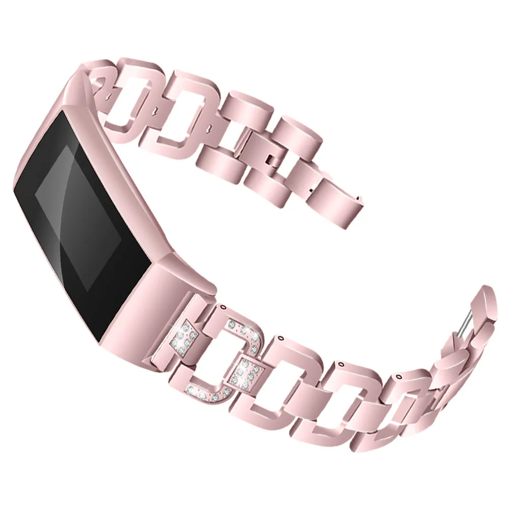 Браслет из нержавеющей стали с бриллиантами, сменный ремешок для Fitbit Charge 3, спортивный ремешок, силиконовый ремешок на запястье