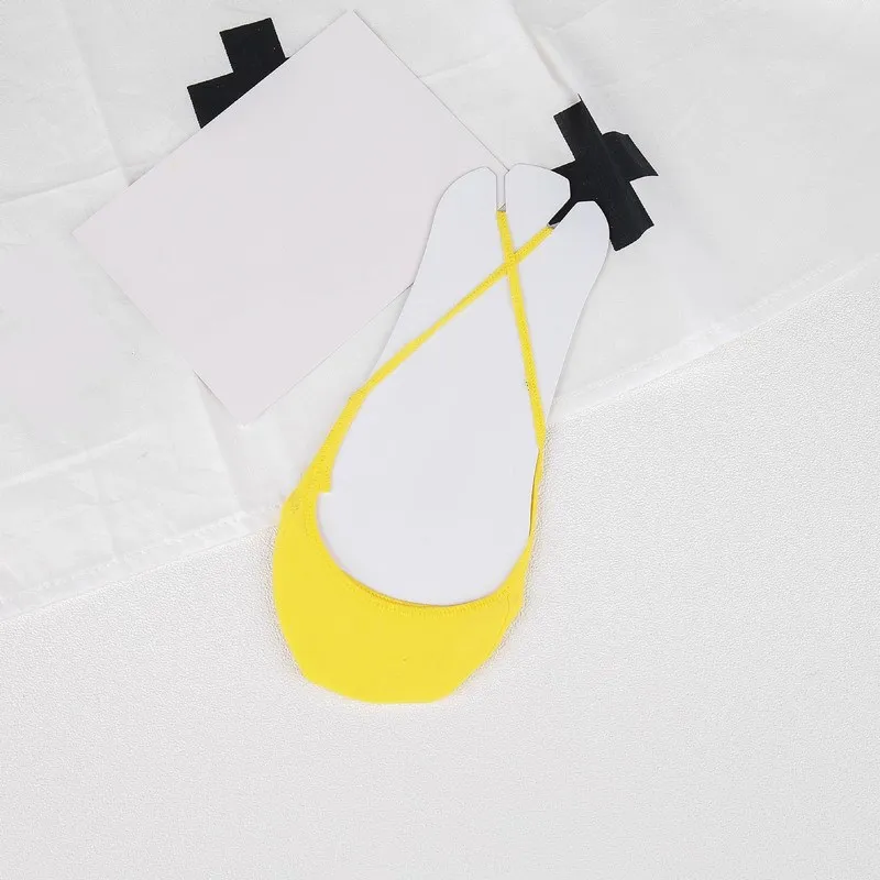 yellow Jeseca/5 пар/лот, яркие цвета, невидимые носки, тапочки, женские летние дышащие носки, носки для девочек, хлопковые мягкие нескользящие носки-башмачки - Цвет: yellow