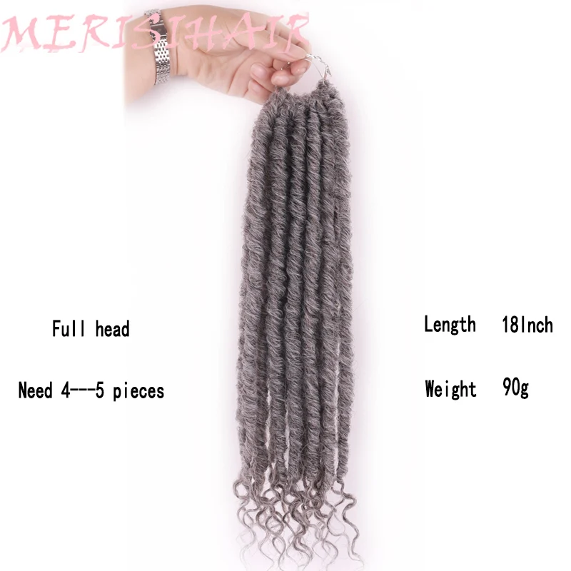 MERISI волосы 18 дюймов Ombre Goddess Faux locs кудряшки для наращивания с шелковистыми прядями синтетические мягкие косички