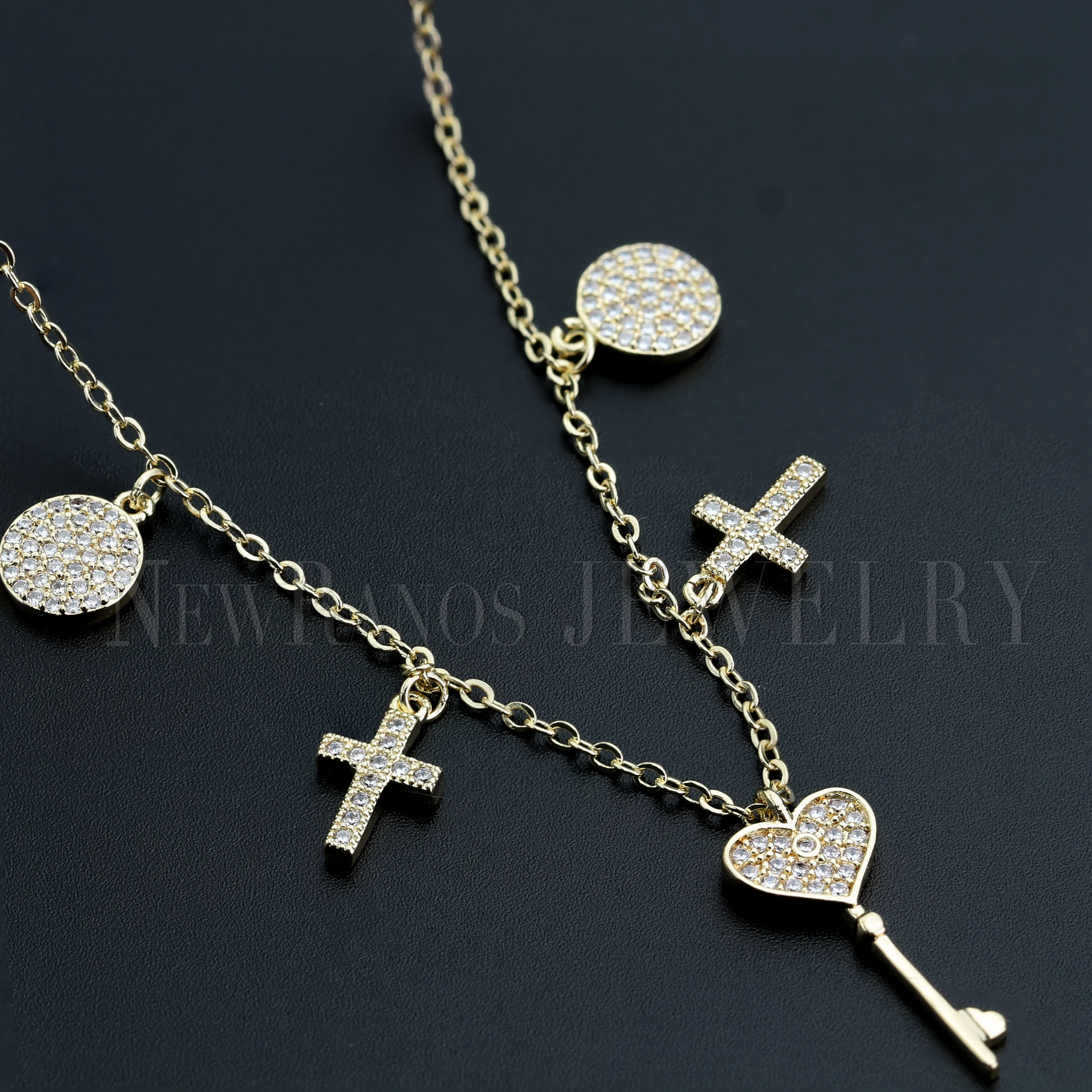 Подвеска в виде ключа Newranos подвеска форме сердца/круга/Креста кулон из фианита