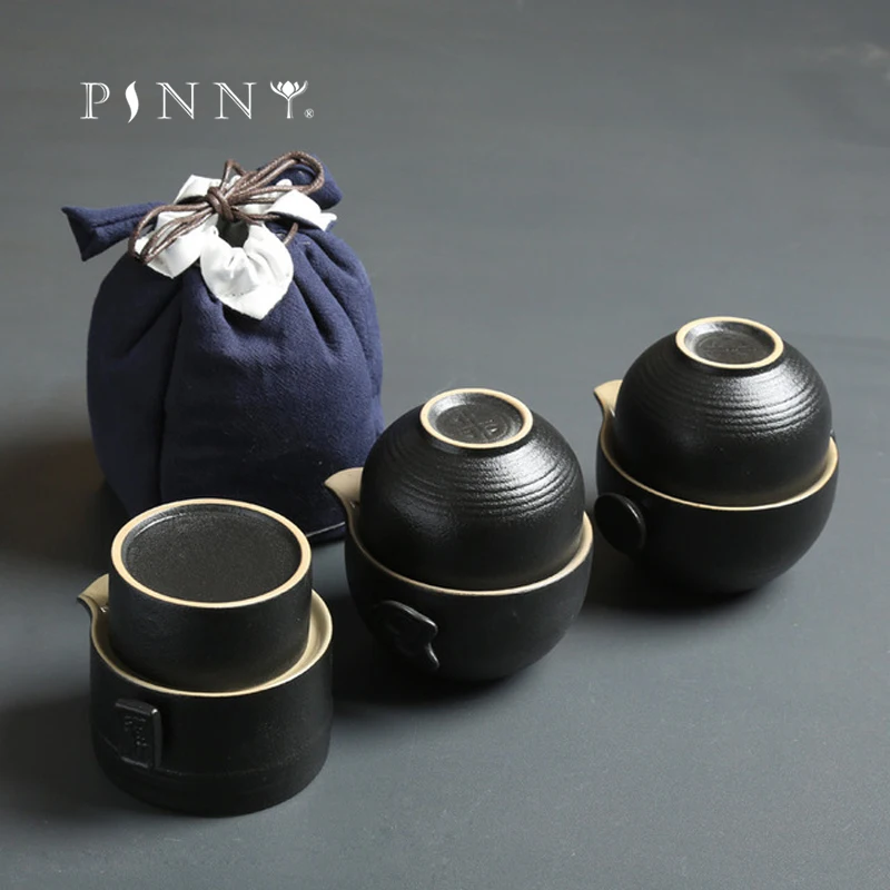 Чайный набор PINNY Black керамика для путешествий кунг фу чайная посуда 1 горшок 2