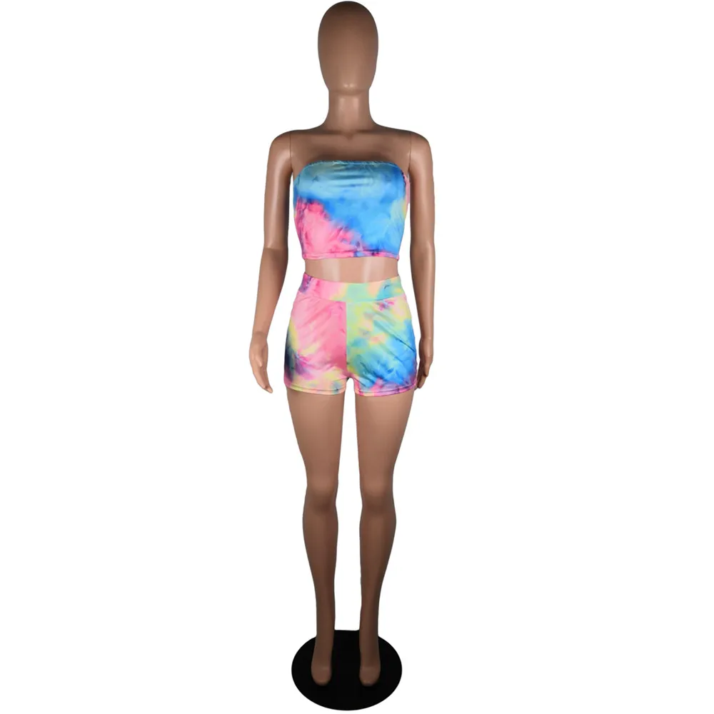 

HONZBORY Print Sexy Tube Top Two 2 Piece Set 2019 Summer Women Fashion Party Club Holiday Tracksuit