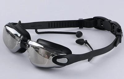 Anti-fog Black Queshark профессиональные силиконовые очки для плавания для близорукости, противотуманные или прозрачные УФ очки для плавания с ушной затычкой для мужчин и женщин - Цвет: Anti-fog Black