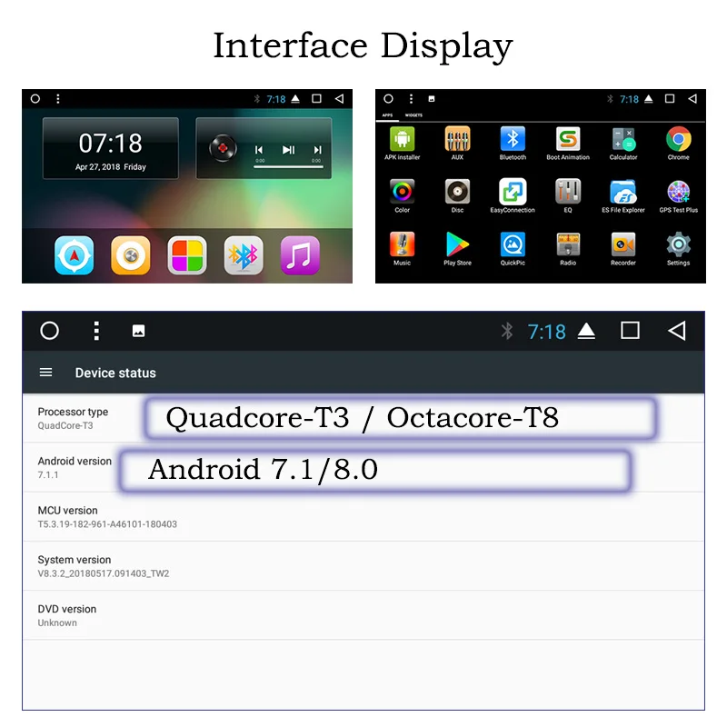 NaviTopia 9 дюймов четырехъядерный/8 ядер Octa core Android 7 1/8 1 автомобильный DVD мультимедиа