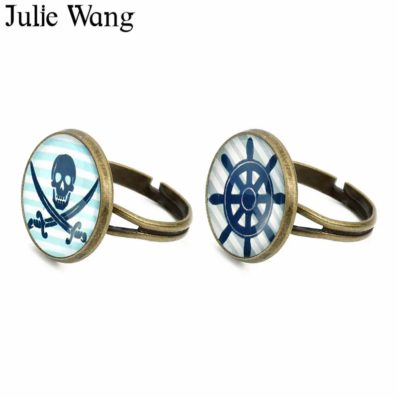 Julie Wang 20 шт 10/12/14/18 мм Якорь Руль пират кошка стекло кабошон для ожерелья серьги
