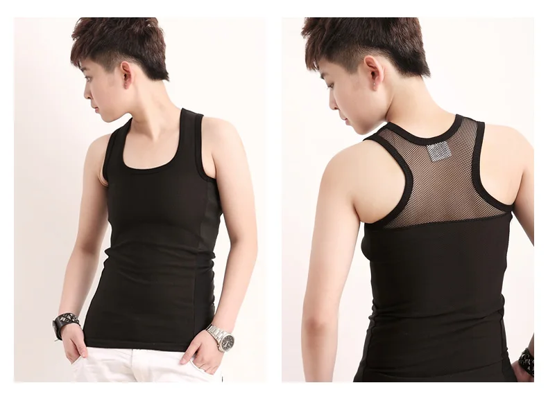 Лесбийский пацанский жилет Les Майка корсет длинное Сетчатое повязки тяга над