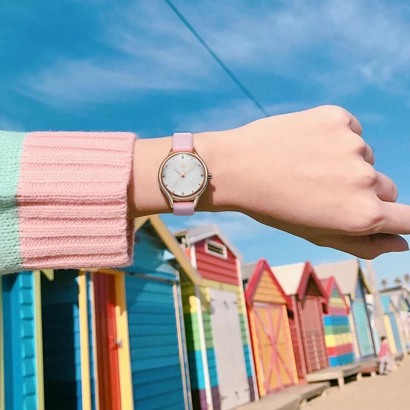Shengke Роскошные Кварцевые часы женские модные с кожаным ремешком Montre Femme 2021